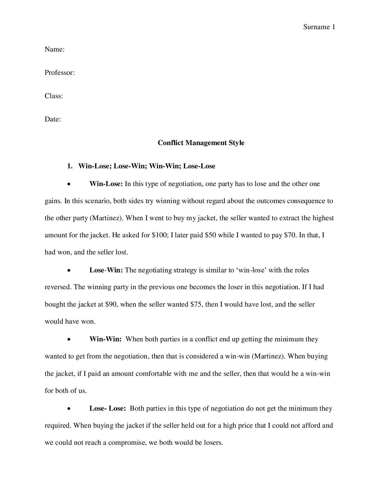 Preview image for Conflict Management Style